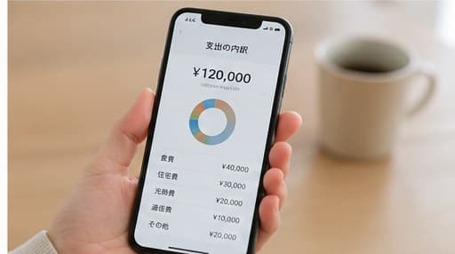 スマートフォンでお金の目安を確認するイメージ